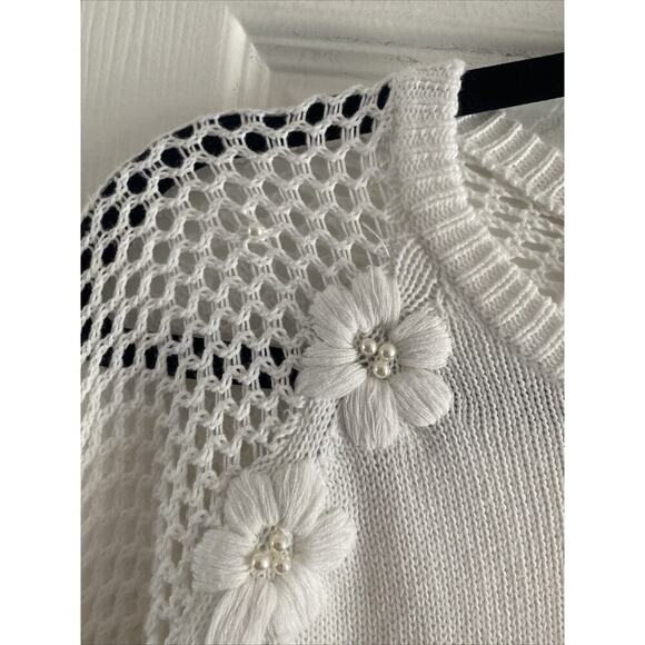 NEW Lilly Pulitzer Womens Medium Resort White Faira Sweater Pearl Knit Sleeve - Picture 5 of 9